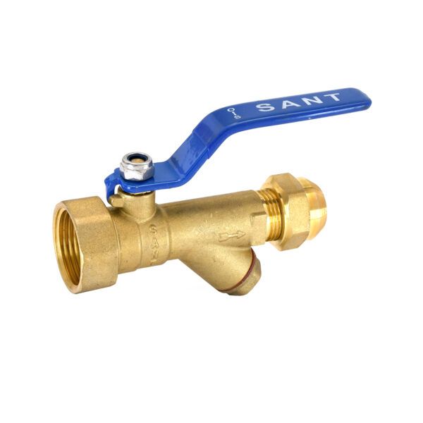 Sant Brass Ball Valve with Strainer and Flare Nut BBVSF